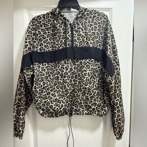 No Boundaries Leopard 1/4 zip  Print Hooded Jacket